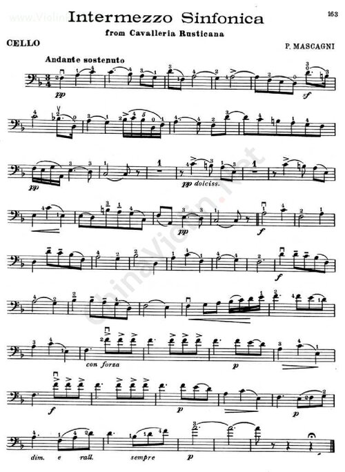 Mascagni Intermezzo Cavalleria Cello Y Piano