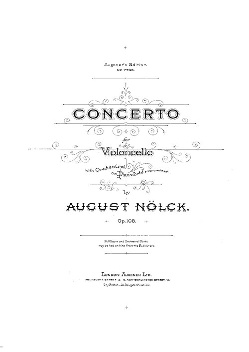 Nolck Cello Concerto Op 108 (cello E Piano)