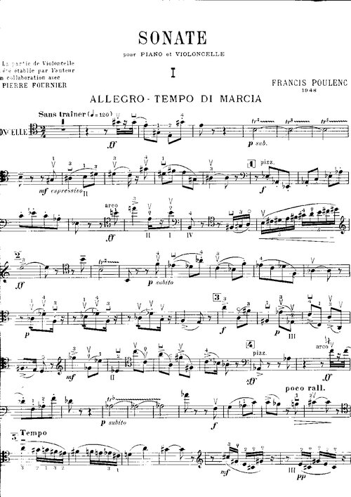 Poulenc Sonata Per Violoncello & Pianoforte Parte Di Vlc & Pf