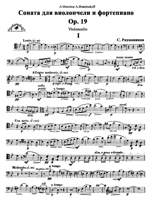 Rachmaninov Cello Sonata In G Minor, Op 19 Parte Cello