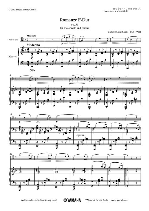Saint Saens Romance Op36 (cello & Piano)