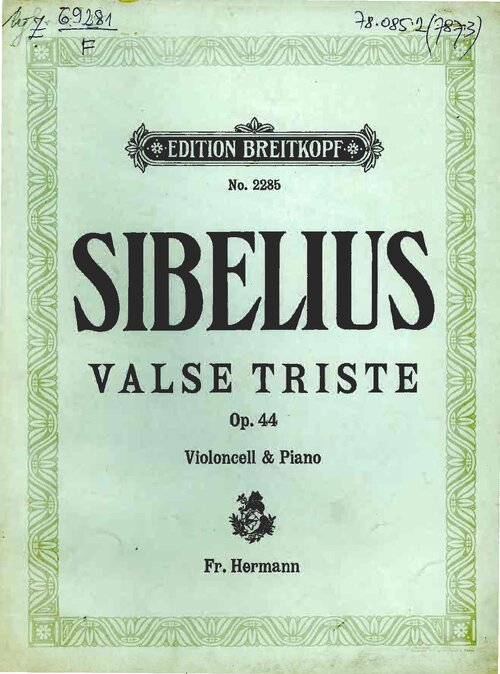 Sibelius Vals Triste Op 44 Violoncello & Piano L
