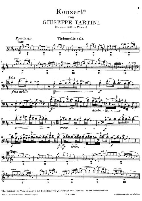 Tartini Cello Concerto In D Major Cello