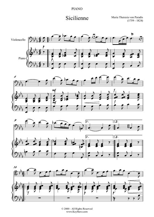 Von Paradis Sicilienne Cello