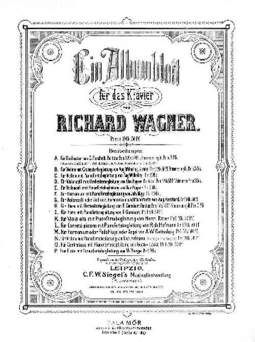 Wagner (arr Popper) Romanze For Cello And Piano