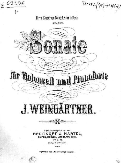 Weingartner Sonata For Cello And Piano