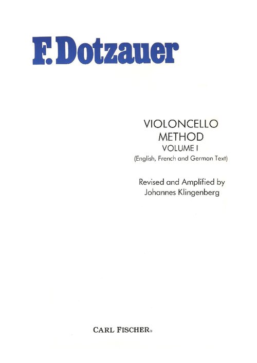 Dotzauer Violoncello Method Vol 01