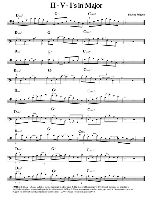 II - V - I  In Major- cello patterns