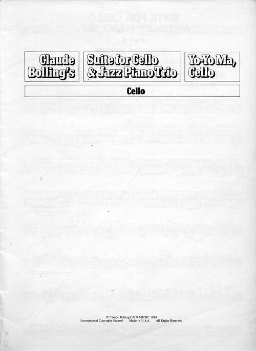Claude Bolling Suite For Cello Jazz Piano Trio Cello