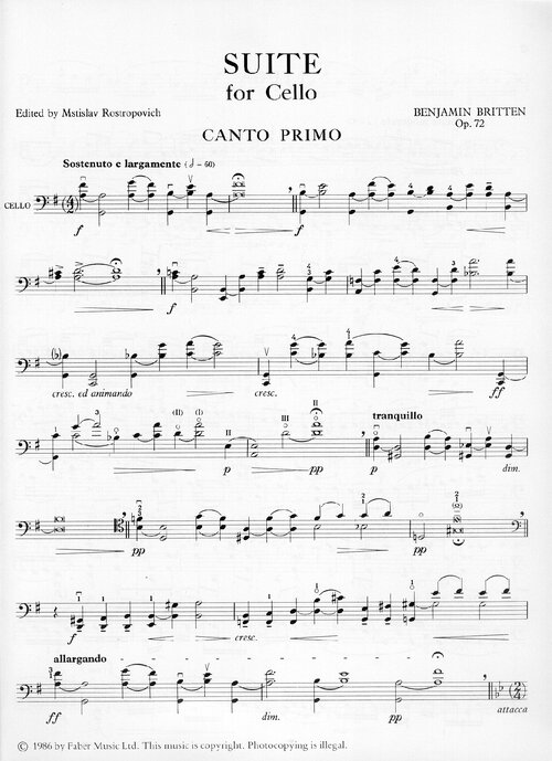 Britten Suite For Cello Solo Op 72