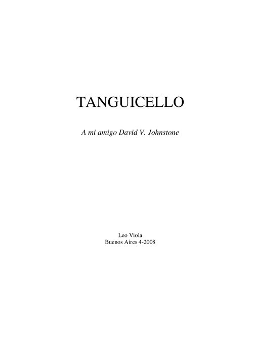 Leo Viola Tanguicello Para Cello Solo