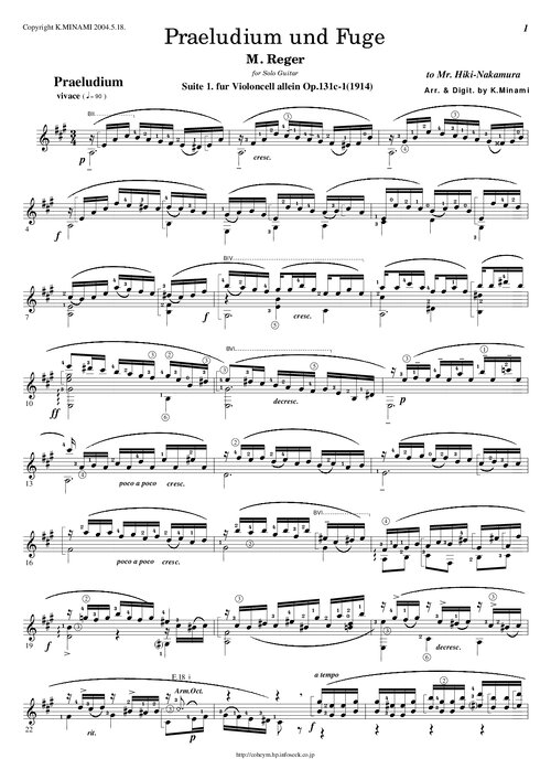 M Reger Praeludium Und Fuge Violoncello Solo Nr 1 Op 13