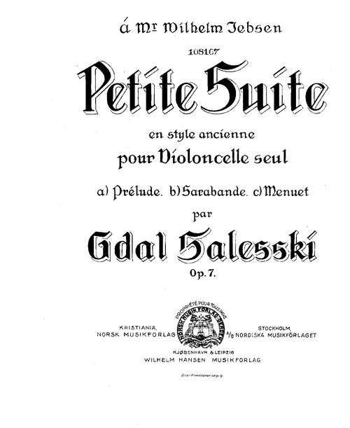 Saleski Op 7 Petite Suite Ancienne For Solo Cello