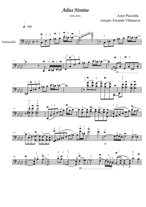 Adiós Nonino - cello solo