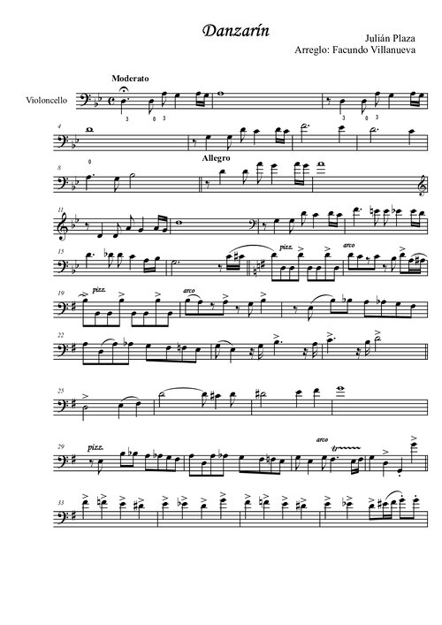 Cello Solo Danzarin Arr F Villanueva