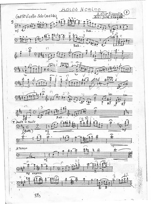 Piazzolla Bragato Adios Nonino Solo Cello