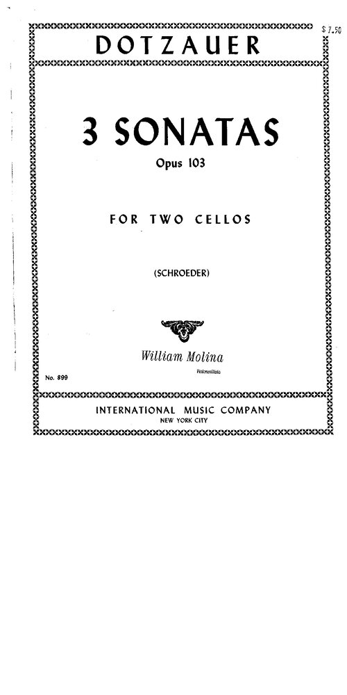 Dotzauer 3 Sonatas Op 103 For Two Cellos