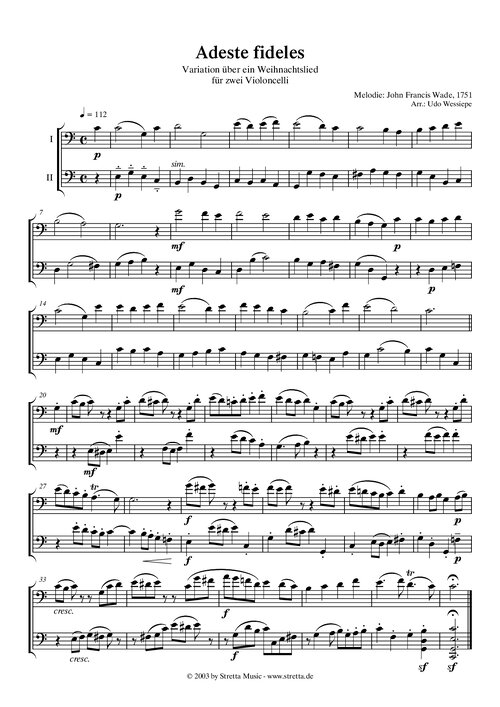 Adeste Fidelis Variaci Para Dos Violoncello