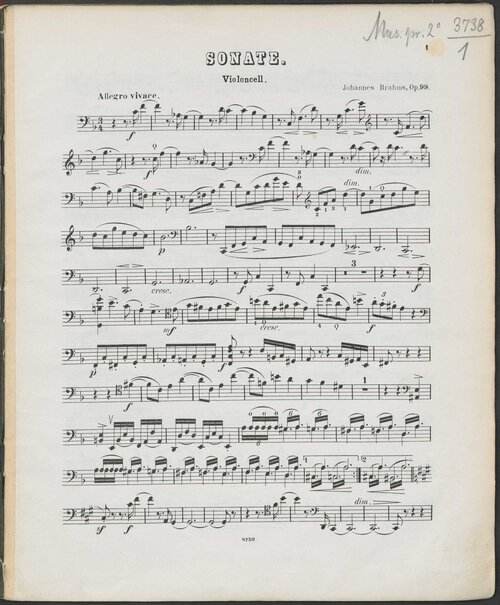 Brahms Cello Sonata No 2 Op 99 1887 Cello