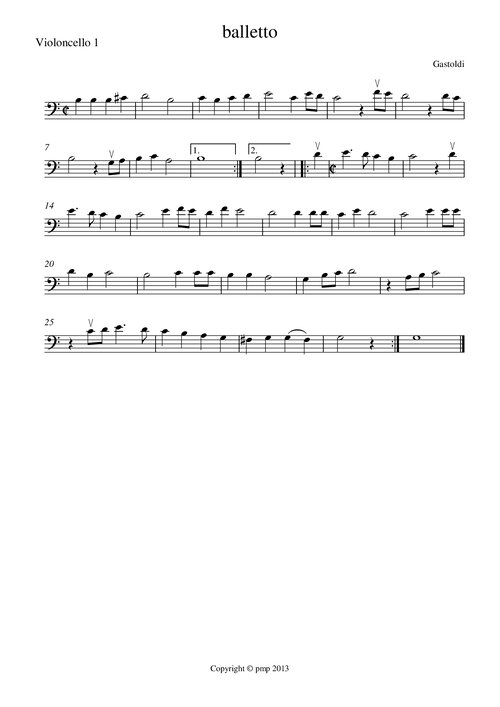 Balletto 3 Cellos Gastoldi Violoncello 1