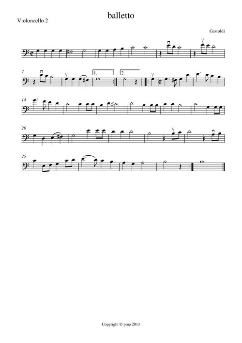 Balletto 3 Cellos Gastoldi Violoncello 2