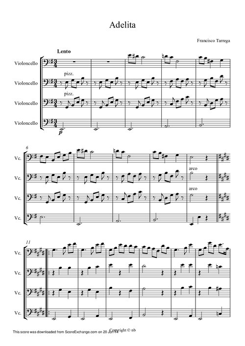 Adelita Mexican Song 4 Cellos