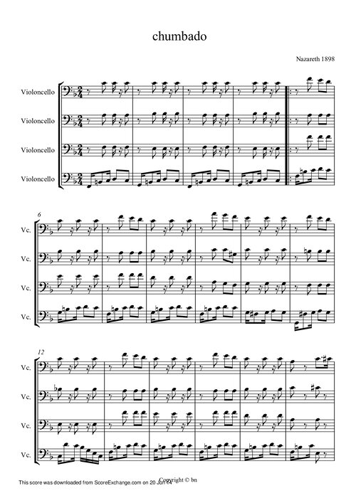 Chumbado Mexican Folk Song 4 Violoncellos
