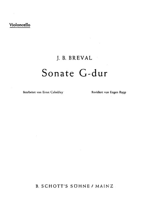 Breval Cello Sonata In G