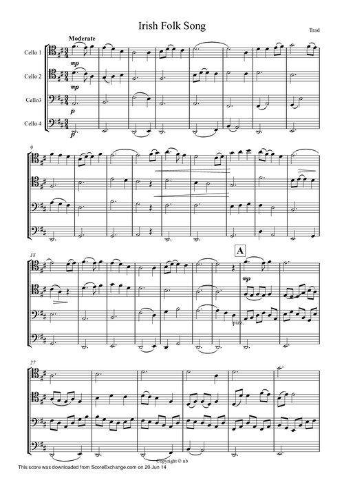 Irish Folk Song 4 Cellos