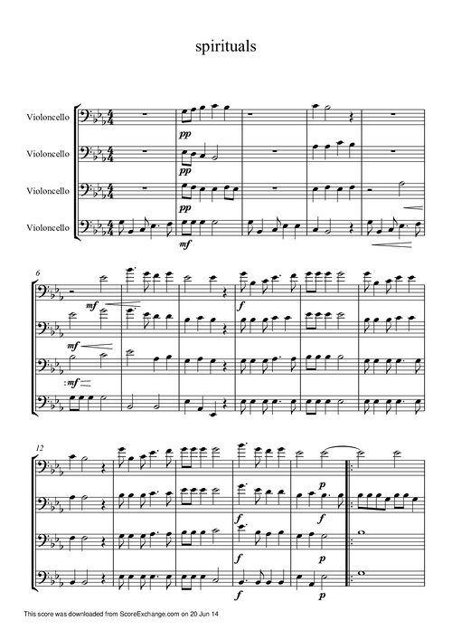 Spirituals For 4 Violoncellos