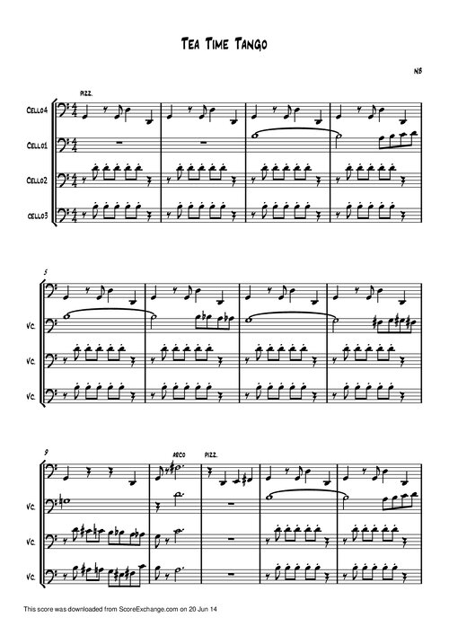 Tea Time Tango 4 Violoncellos