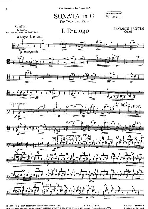 Britten Cello Sonata, Op 65