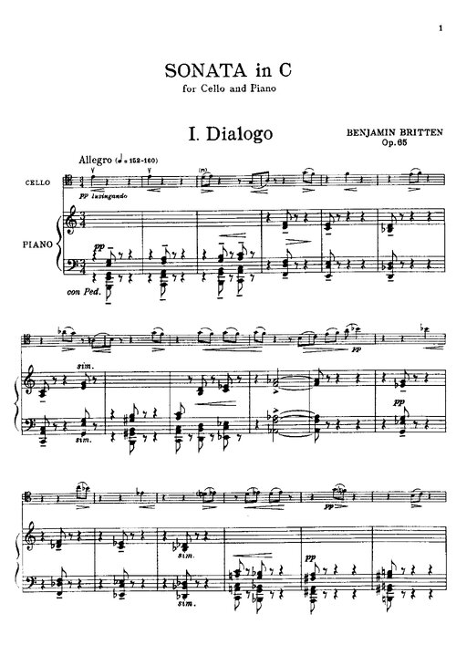 Britten Sonata For Cello And Piano In C