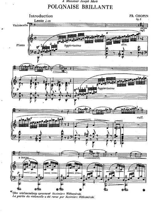 Chopin Introduccion Y Polonesa Brillante Op 3 Violoncello Y Piano Piano Part