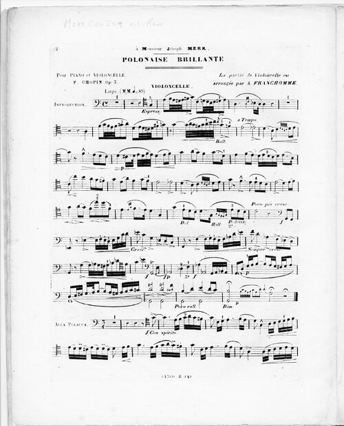 Chopin Introduccion Y Polonesa Brillante Franchomme Cello