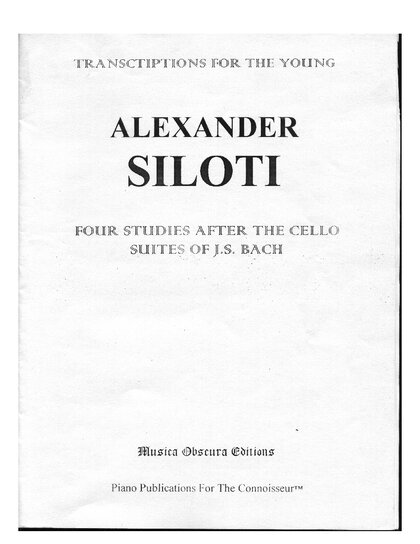 Siloti Bach Four Studies After The Cello Suites