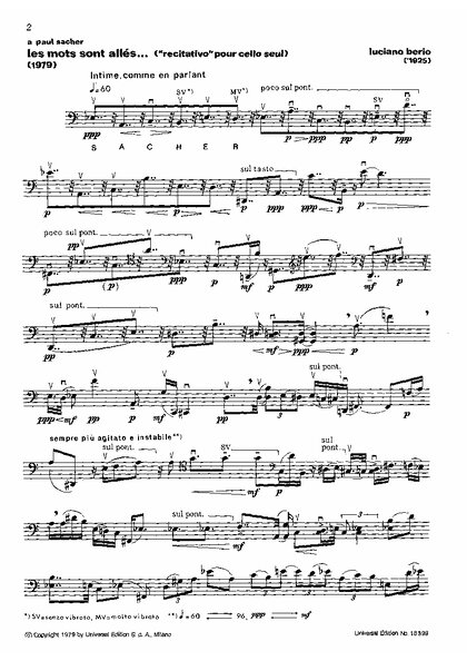 Les Mots Sont Allés (solo Cello, 1979)