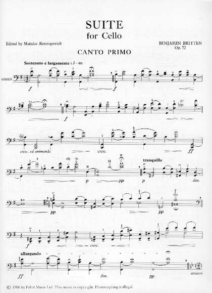 Britten Suite For Cello Solo Op 72