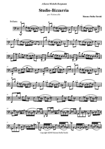Sheet Music Simone Stella Etude Bizzarria (cello, Violoncelle, Violoncello)
