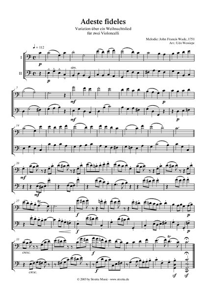 Adeste Fidelis Variaci Para Dos Violoncello