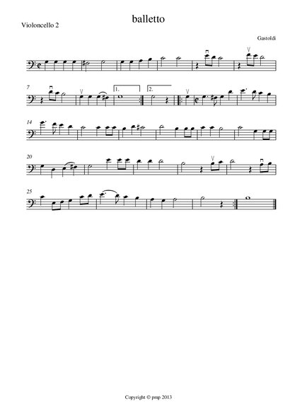 Balletto 3 Cellos Gastoldi Violoncello 2