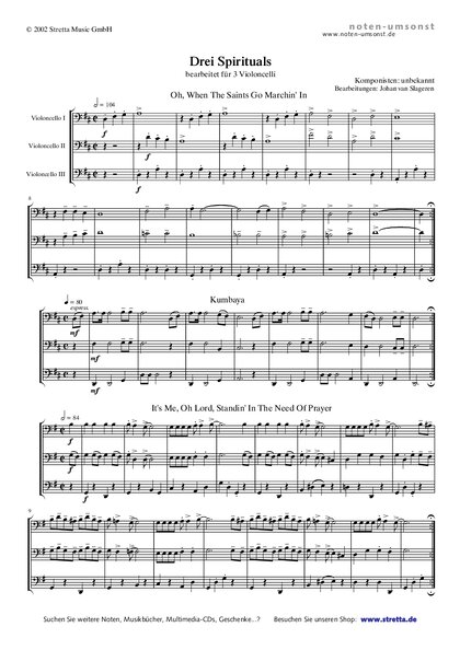 Cello 3 Spirituals Para Tres Cellos
