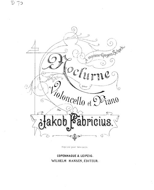 Fabricius Nocturne For Cello And Piano