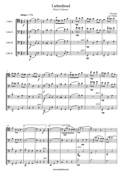 Kreisler Liebesfreud Cello Quartet