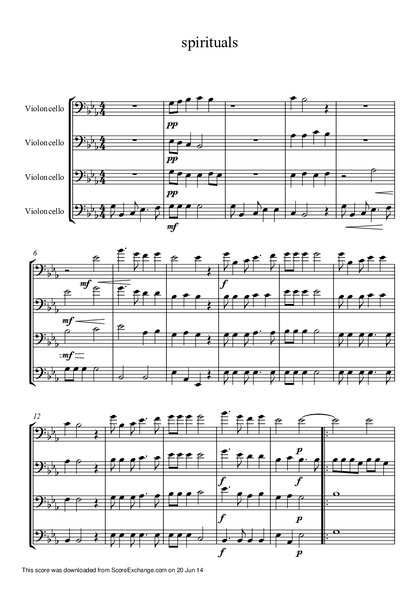 Spirituals For 4 Violoncellos