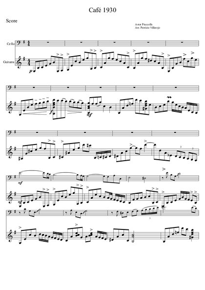 Café 1930 - Cello y guitarra - SCORE