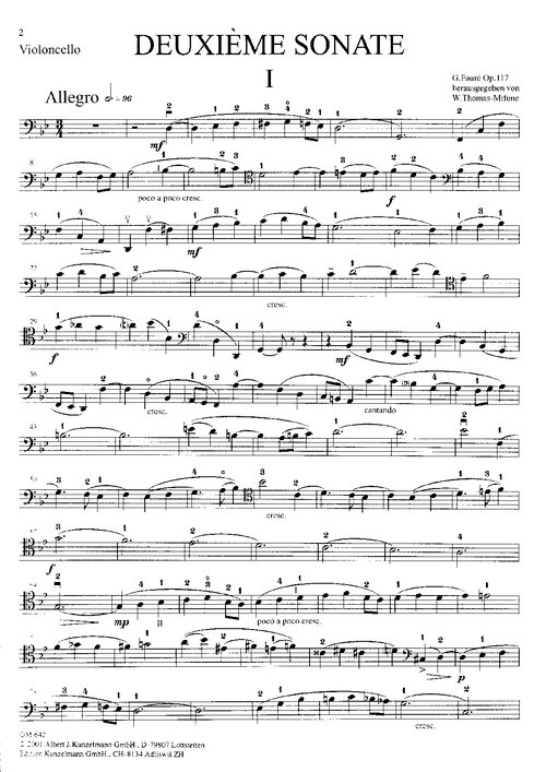 Gabriel Faure Sonata Para Violoncello & Piano N°2 Op 117 [cello]