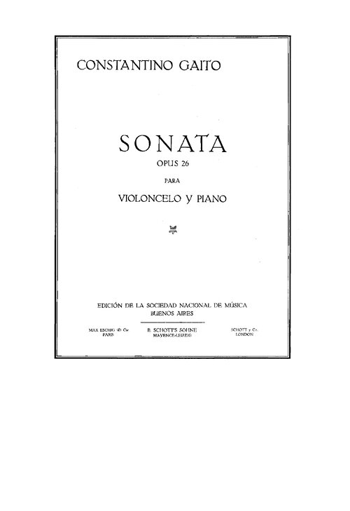 Gaito Sonata For Cello And Piano Op26 Parte Piano