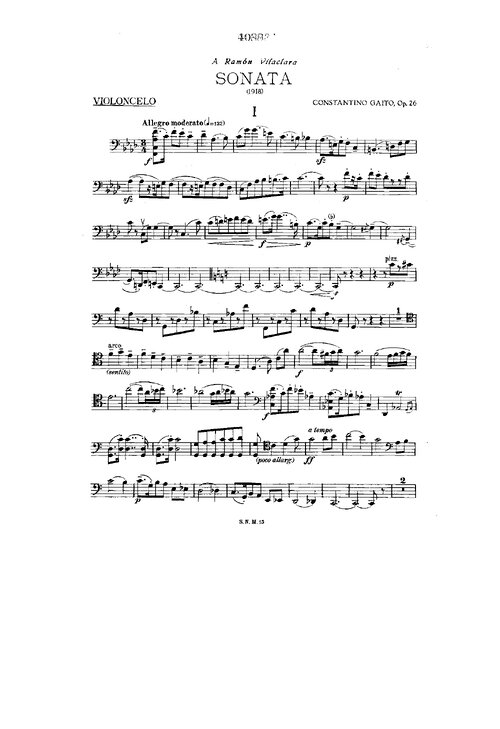 Gaito Sonata For Cello And Piano Op26 Cello