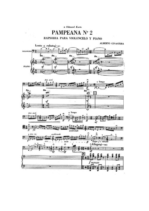 Ginastera Pampeana 2 Para Cello & Piano Parte De Piano